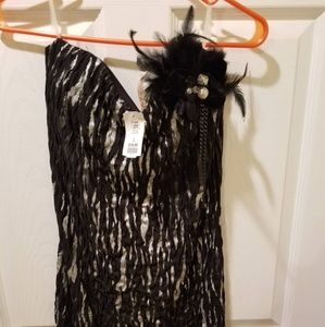 Sweetheart Neckline Mini Black & Silver Dress